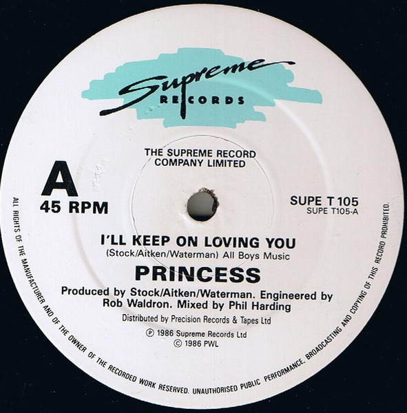 Cover zu Princess - I'll Keep On Loving You | 1986 | Vinyl | Electronic, Funk / Soul | UK Schallplatten Ankauf