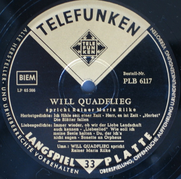 Cover zu Rainer Maria Rilke ,Sprecher: Will Quadflieg - Wort Und Stimme | Vinyl | Non-Music | Germany Schallplatten Ankauf