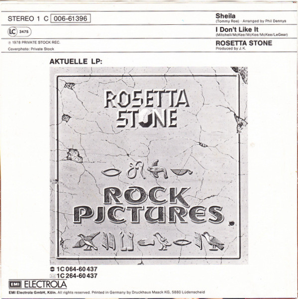 Cover zu Rosetta Stone (2) - Sheila | 1978 | Vinyl | Rock, Pop | Germany Schallplatten Ankauf