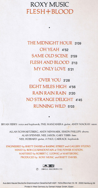 Cover zu Roxy Music - Flesh + Blood | 1981 | Vinyl | Rock | Germany Schallplatten Ankauf