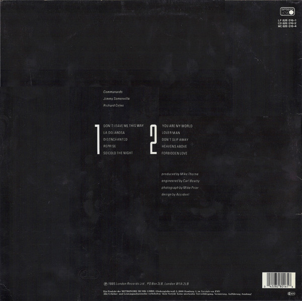 Cover zu The Communards - Communards | 1986 | Vinyl, LP, Album, Stereo | Electronic, Pop | Germany