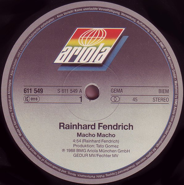 Cover zu Rainhard Fendrich - Macho Macho | 1988 | Vinyl | Pop | Germany
