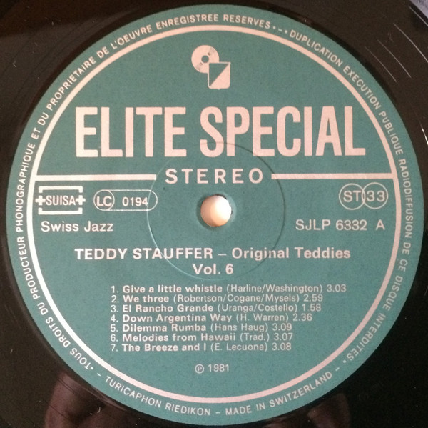 Cover zu Teddy Stauffer Und Seine Original Teddies - Teddy Stauffer Original Teddies (Vol. 6) | 1981 | Vinyl | Jazz | Switzerland