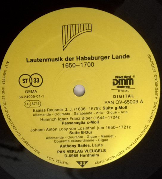 Cover zu Anthony Bailes, Esaias Reusner Jr., Jan Antonín Losy, Johann Jakob Froberger, Heinrich Ignaz Franz Biber, Phillip Franz Lesage De Richée - Lautenmusik Der Habsburgischen Lande | Classical