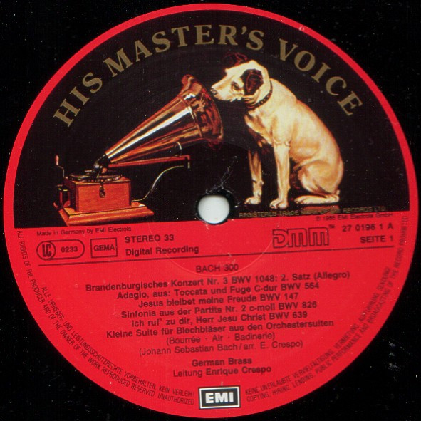 Cover zu German Brass - Bach 300 | 1985 | Vinyl, LP, Album | Classical | Europe