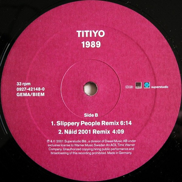Cover zu Titiyo - 1989 | 2001 | Vinyl | Electronic | Europe