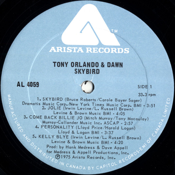 Cover zu Tony Orlando & Dawn - Skybird | 1975 | Vinyl | Rock | Canada Schallplatten Ankauf