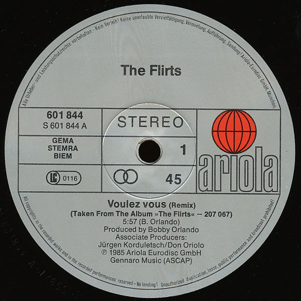 Cover zu The Flirts - Voulez Vous / I Wanna Wear Your Ring | 1985 | Vinyl | Electronic | Europe