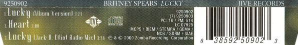 Cover zu Britney Spears - Lucky | 2000 | Vinyl | Electronic, Pop | Europe Schallplatten Ankauf