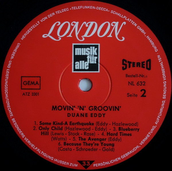 Cover zu Duane Eddy - Movin' 'N' Groovin' | 1970 | Vinyl | Rock | Germany Schallplatten Ankauf