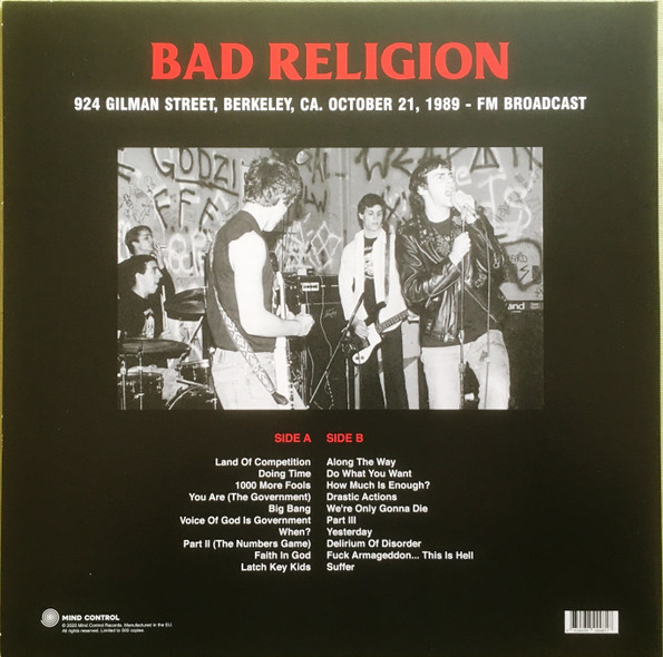 Cover zu Bad Religion - 924 Gilman Street, Berkeley, CA. October 21, 1989 | 2020 | Vinyl | Rock | Europe Schallplatten Ankauf