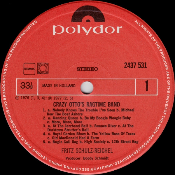 Cover zu Crazy Otto's Ragtime Band - Crazy Otto's Ragtime Band | 1978 | Vinyl | Jazz | Netherlands