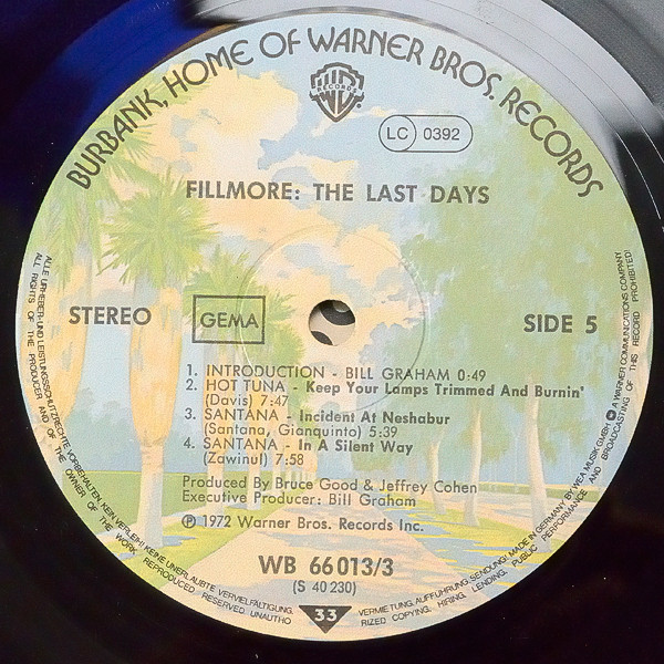 Cover zu Various - The Last Days Of Fillmore | 1976 | Vinyl | Rock | Germany