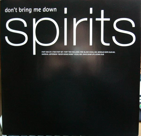 Cover zu Spirits - Don't Bring Me Down | 1994 | Vinyl | Electronic | UK Schallplatten Ankauf