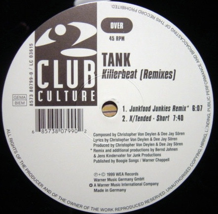 Cover zu Tank - Killerbeat (Remixes) | 1999 | Vinyl | Electronic | Germany