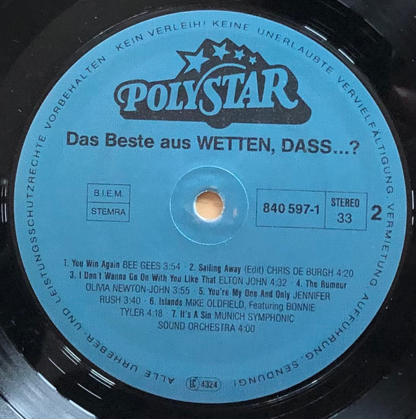 Cover zu Various - Das Beste Aus Wetten, Dass...? | Vinyl | Pop, Classical | Germany
