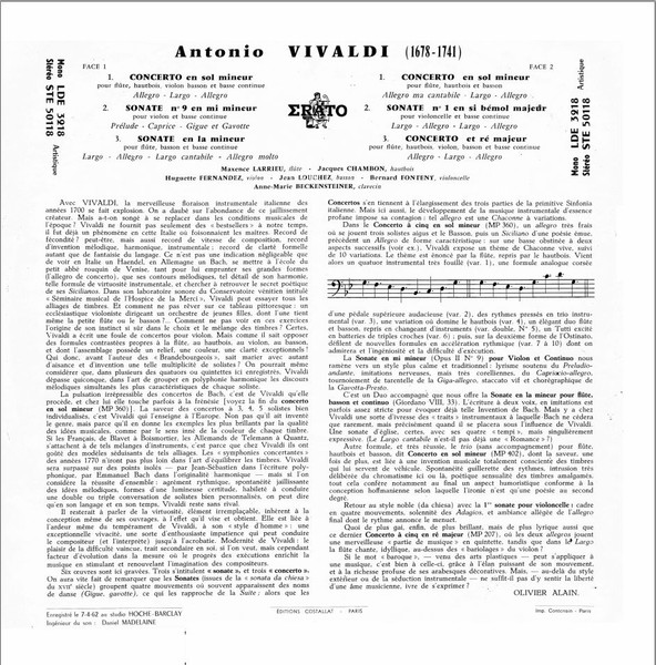 Cover zu Antonio Vivaldi, Orchestre De Chambre Jean-François Paillard - Concertos & Sonates Pour Violon, Violoncelle, Flute, Hautbois, Basson, Clavecin | Vinyl | Classical | France Schallplatten Ankauf