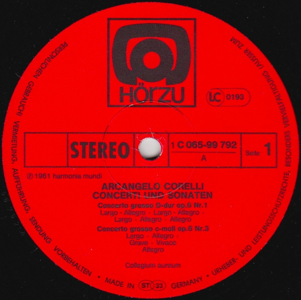 Cover zu Arcangelo Corelli / Collegium Aureum - Concerti Und Sonaten | 1979 | Vinyl | Classical | Germany
