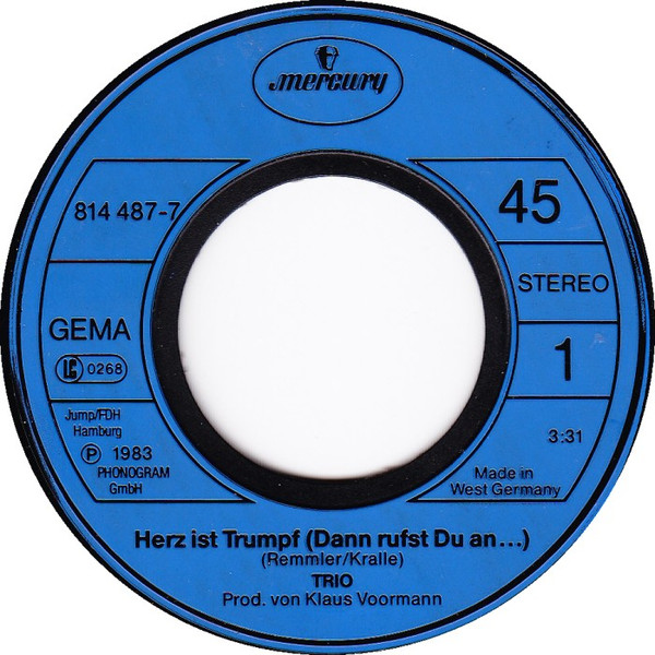 Cover zu Trio - Herz Ist Trumpf (Dann Rufst Du An...) | 1983 | Vinyl | Rock, Pop | Germany Schallplatten Ankauf