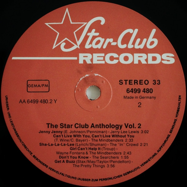 Cover zu Various - The Star Club Anthology Vol. 2 | 1983 | Vinyl | Rock | Germany Schallplatten Ankauf
