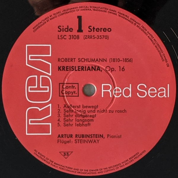 Cover zu Arthur Rubinstein - Robert Schumann - Rubinstein Spielt Schumann : Kreisleriana | 1970 | Vinyl | Classical | Germany
