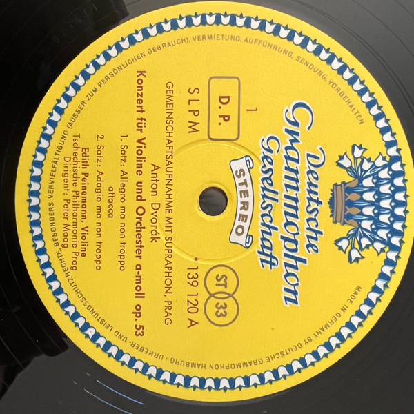 Cover zu Antonín Dvořák / Maurice Ravel - Edith Peinemann ∙ The Czech Philharmonic Orchestra ∙ Dirigent: Peter Maag - Violinkonzert A-moll Op. 53 = Violin Concerto In A Minor = Concerto Pour Violon En La Mineur / Tzigane | Vinyl | Classical | Germany Schallplatten Ankauf