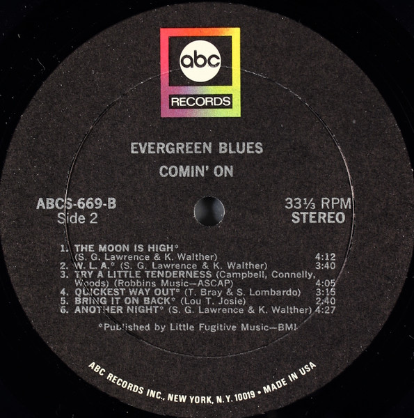 Cover zu The Ever-Green Blues - Comin' On | 1969 | Vinyl | Rock, Funk / Soul, Pop | US Schallplatten Ankauf