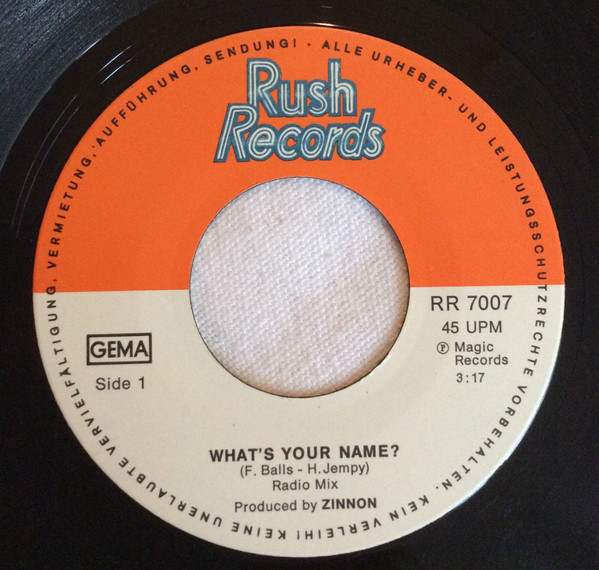 Cover zu Zinno - What's Your Name? (Theme From Dr. No) | 1985 | Vinyl | Electronic, Pop | Germany Schallplatten Ankauf