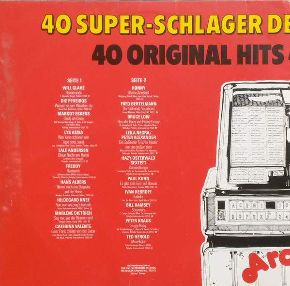 Cover zu Various - 40 Super-Schlager | 1975 | Vinyl | Pop | Germany
