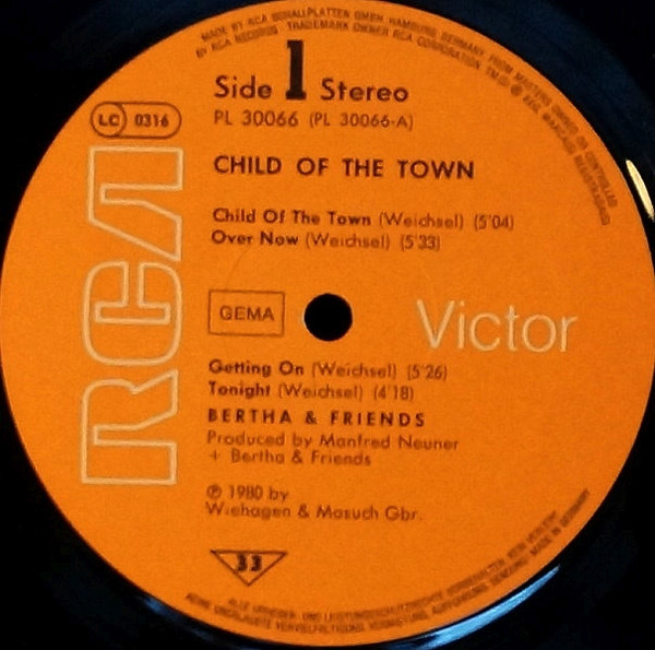 Cover zu Bertha & Friends - Child Of The Town | 1980 | Vinyl | Rock | Germany
