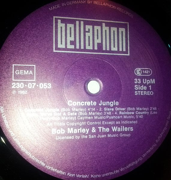 Cover zu Bob Marley & The Wailers - Concrete Jungle | 1982 | Vinyl | Reggae | Germany