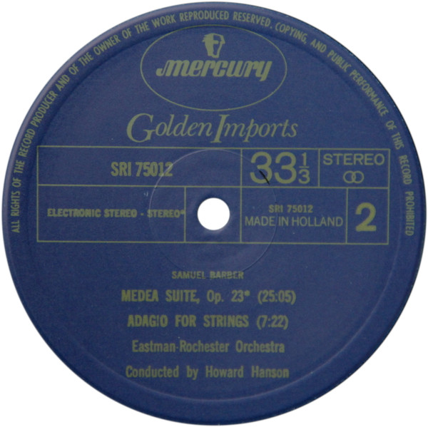 Cover zu Samuel Barber, Howard Hanson, Eastman-Rochester Orchestra - Symphony No. 1 / Overture To