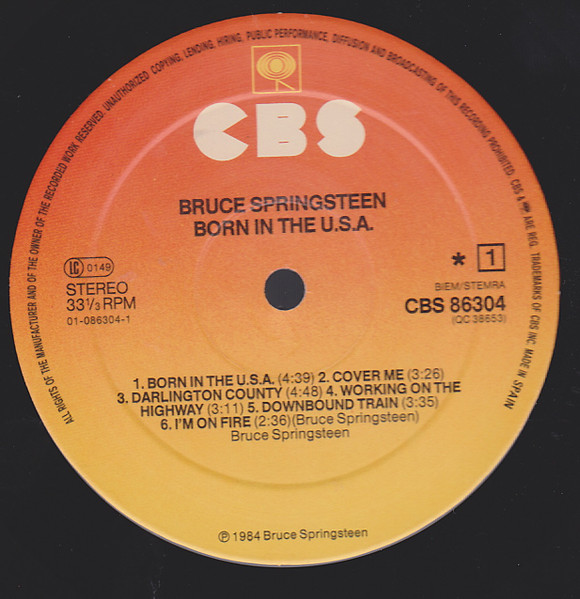 Cover zu Bruce Springsteen - Born In The U.S.A. | 1984 | Vinyl, LP, Album | Rock | Europe Schallplatten Ankauf
