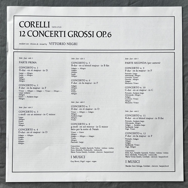 Cover zu Arcangelo Corelli, I Musici - 12 Concerti Grossi Op6 | Vinyl | Classical | Netherlands