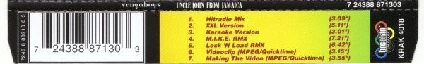 Cover zu Vengaboys - Uncle John From Jamaica | 2000 | Vinyl | Electronic | Germany Schallplatten Ankauf
