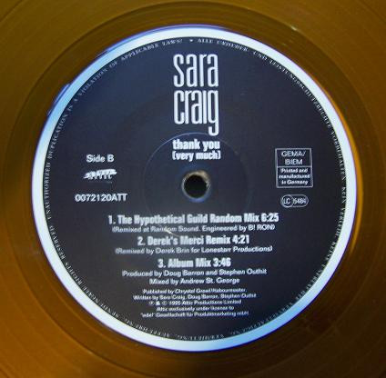 Cover zu Sara Craig - Thank You (Very Much) | 1995 | Vinyl | Electronic | Germany Schallplatten Ankauf