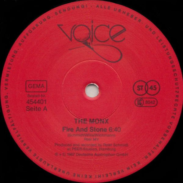 Cover zu The Monx - Fire And Stone | 1987 | Vinyl | Electronic | Germany Schallplatten Ankauf