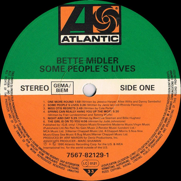 Cover zu Bette Midler - Some People's Lives | 1990 | Vinyl | Pop | Europe