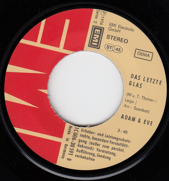Cover zu Adam & Eve (6) - Ein Stern Geht Auf / Das Letzte Glas | 1974 | Vinyl | Pop | Germany