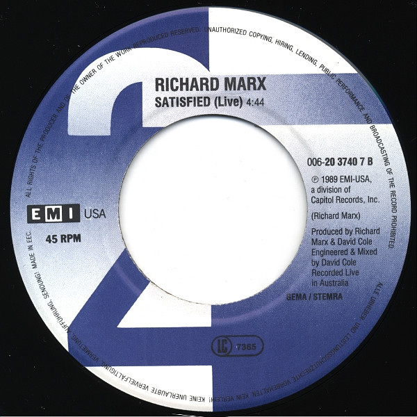 Cover zu Richard Marx - Too Late To Say Goodbye | 1989 | Vinyl | Rock | Europe Schallplatten Ankauf