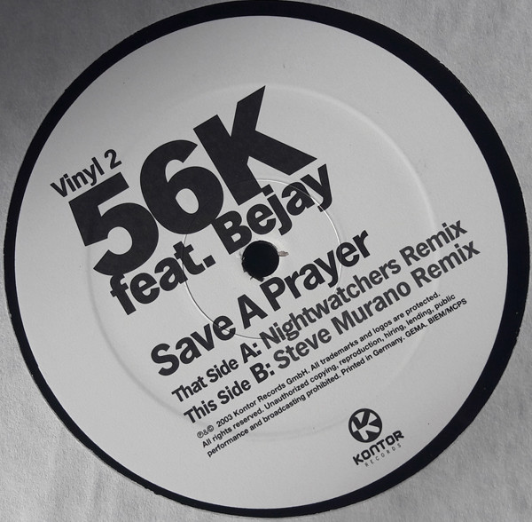 Cover zu 56k Feat. Bejay - Save A Prayer | 2003 | Vinyl | Electronic | Germany