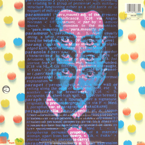 Cover zu The Art Of Noise With Max Headroom - Paranoimia (Extended Version) | 1986 | Vinyl | Electronic | Europe Schallplatten Ankauf