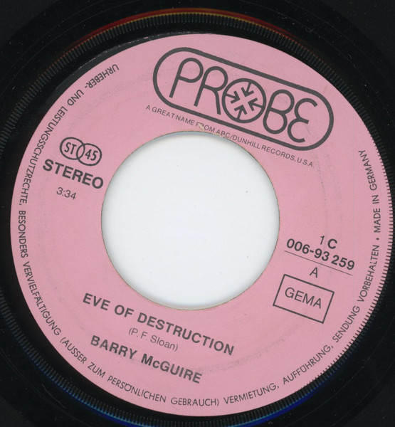 Cover zu Barry McGuire - Eve Of Destruction / You Were On My Mind | 1972 | Vinyl | Rock, Folk, World, & Country | Germany
