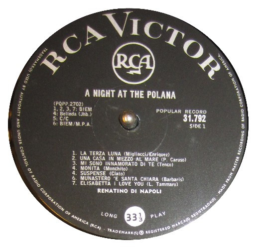 Cover zu Renatino Di Napoli - A Night At The Polana | Vinyl | Jazz, Latin, Pop | South Africa