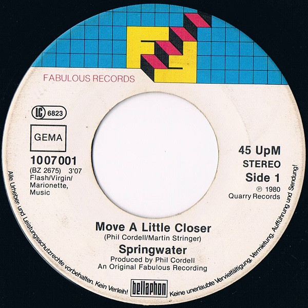 Cover zu Springwater - Move A Little Closer | 1980 | Vinyl | Rock, Pop | Germany