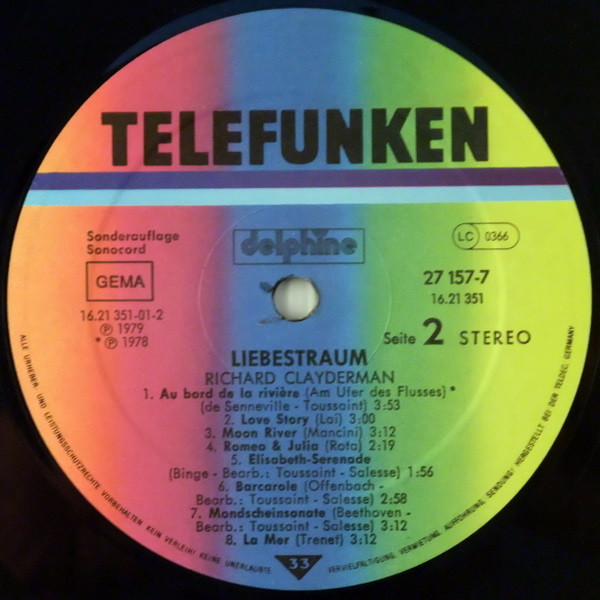 Cover zu Richard Clayderman - Liebestraum | 1980 | Vinyl | Jazz | Germany Schallplatten Ankauf