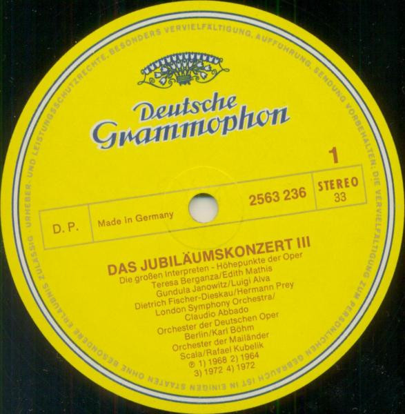 Cover zu Various - Die Großen Interpreten 3 - Jubiläumskonzert - Höhepunkte Der Oper | 1973 | Vinyl | Classical | Germany