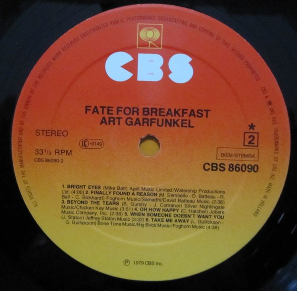 Cover zu Art Garfunkel - Fate For Breakfast | 1979 | Vinyl | Rock, Pop | Europe