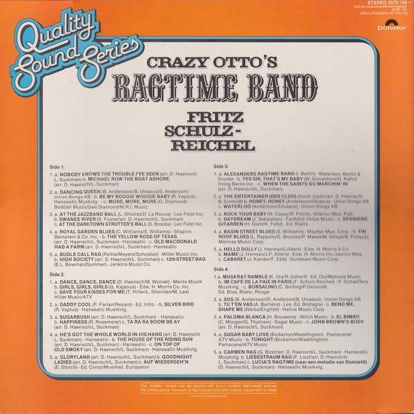Cover zu Crazy Otto's Ragtime Band - Crazy Otto's Ragtime Band | 1978 | Vinyl | Jazz | Netherlands Schallplatten Ankauf