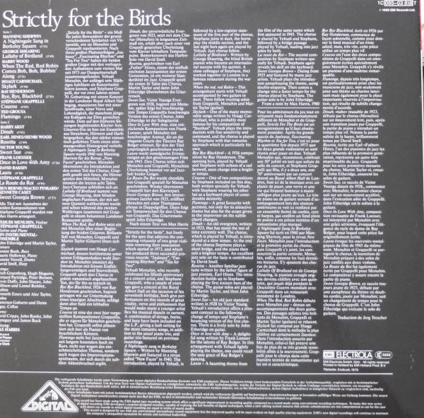Cover zu Yehudi Menuhin & Stéphane Grappelli - Strictly For The Birds | 1980 | Vinyl | Jazz | Germany Schallplatten Ankauf